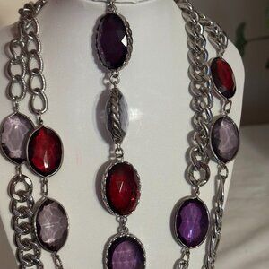 Beautiful Victor Alfaro Colorful Necklace (40") and Bracelet with pouch